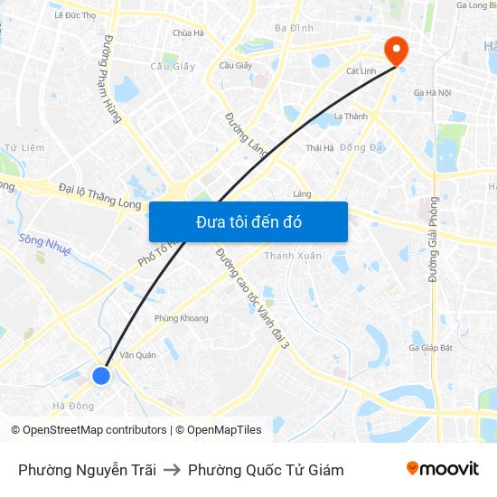 Phường Nguyễn Trãi to Phường Quốc Tử Giám map