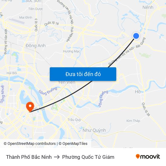 Thành Phố Bắc Ninh to Phường Quốc Tử Giám map