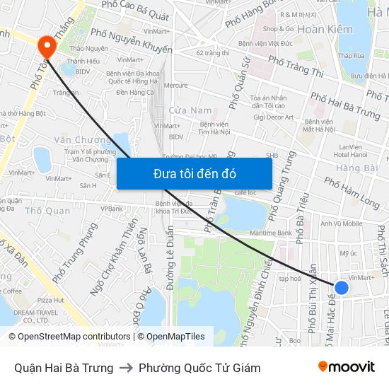 Quận Hai Bà Trưng to Phường Quốc Tử Giám map