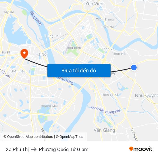 Xã Phú Thị to Phường Quốc Tử Giám map