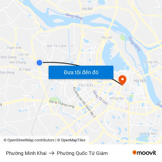 Phường Minh Khai to Phường Quốc Tử Giám map