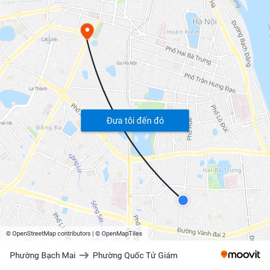 Phường Bạch Mai to Phường Quốc Tử Giám map