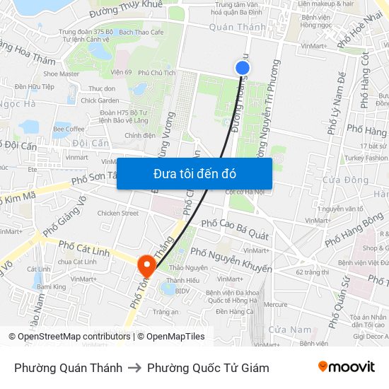 Phường Quán Thánh to Phường Quốc Tử Giám map