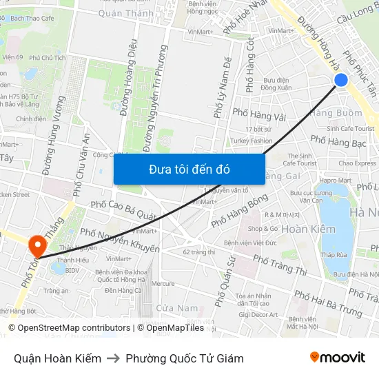 Quận Hoàn Kiếm to Phường Quốc Tử Giám map