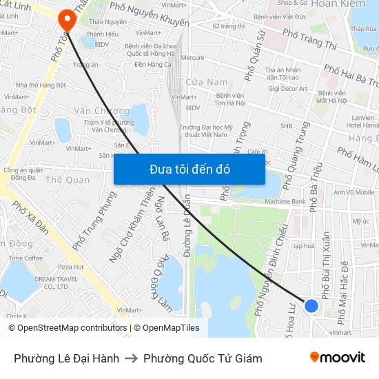 Phường Lê Đại Hành to Phường Quốc Tử Giám map