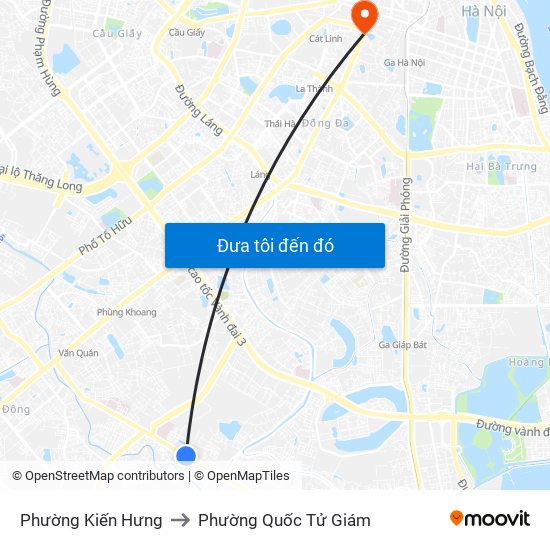 Phường Kiến Hưng to Phường Quốc Tử Giám map