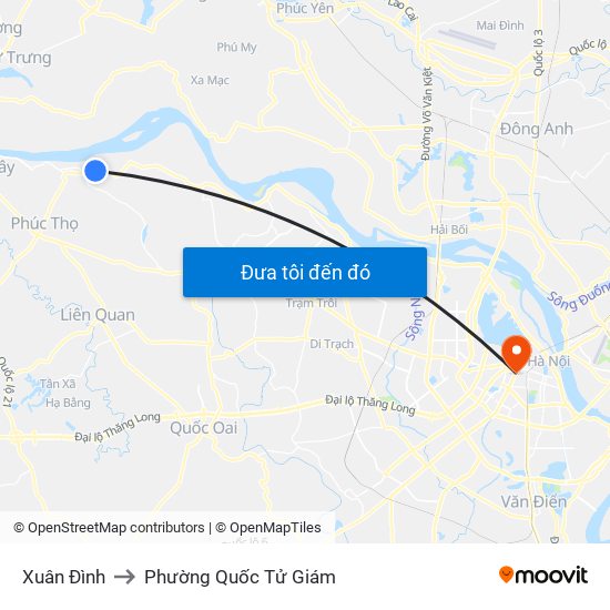 Xuân Đình to Phường Quốc Tử Giám map