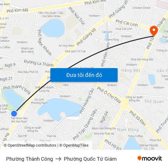 Phường Thành Công to Phường Quốc Tử Giám map