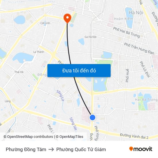 Phường Đồng Tâm to Phường Quốc Tử Giám map