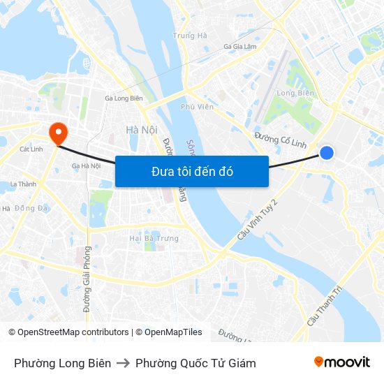 Phường Long Biên to Phường Quốc Tử Giám map
