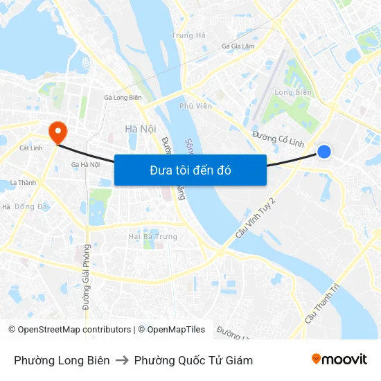 Phường Long Biên to Phường Quốc Tử Giám map