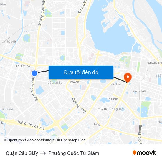 Quận Cầu Giấy to Phường Quốc Tử Giám map