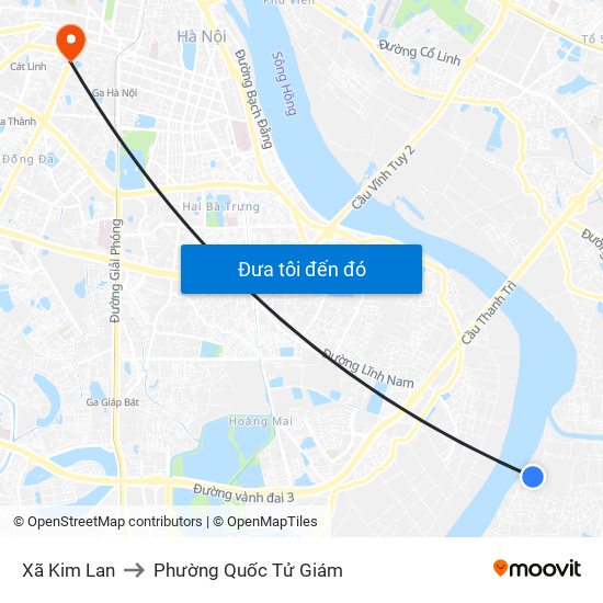 Xã Kim Lan to Phường Quốc Tử Giám map