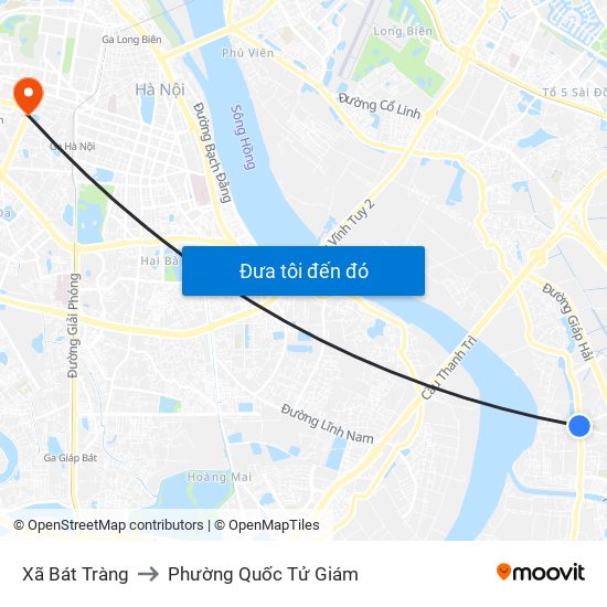 Xã Bát Tràng to Phường Quốc Tử Giám map