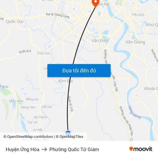 Huyện Ứng Hòa to Phường Quốc Tử Giám map