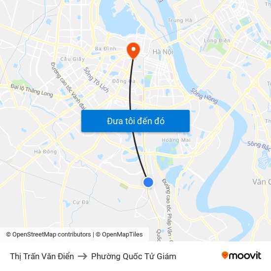 Thị Trấn Văn Điển to Phường Quốc Tử Giám map