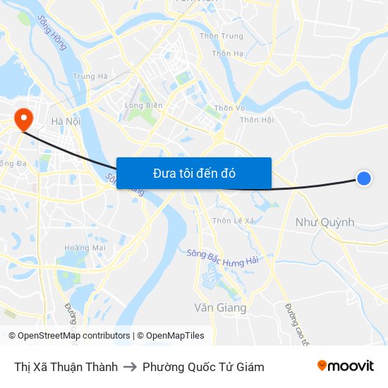 Thị Xã Thuận Thành to Phường Quốc Tử Giám map