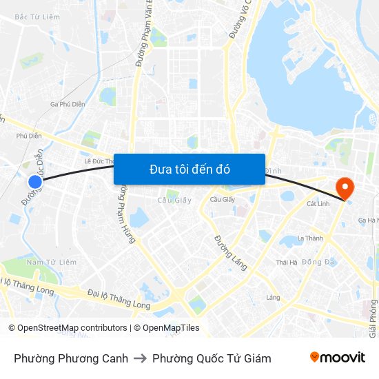 Phường Phương Canh to Phường Quốc Tử Giám map