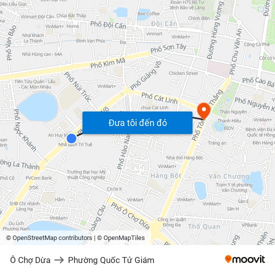 Ô Chợ Dừa to Phường Quốc Tử Giám map