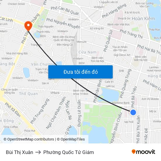 Bùi Thị Xuân to Phường Quốc Tử Giám map
