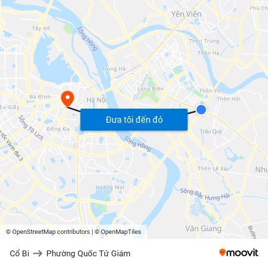 Cổ Bi to Phường Quốc Tử Giám map