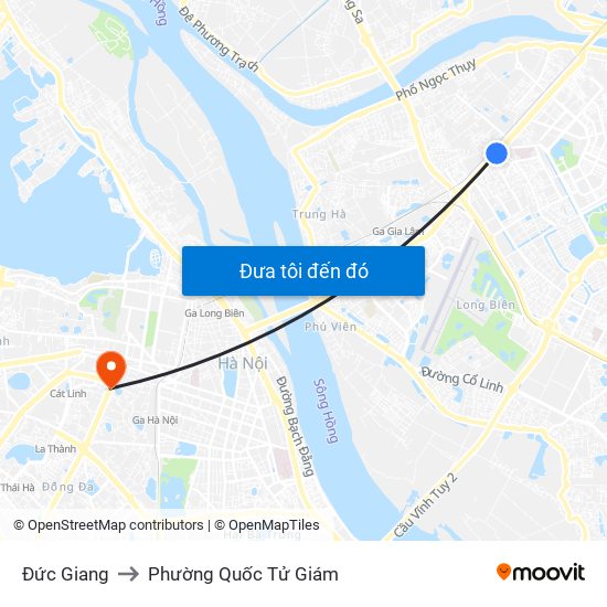 Đức Giang to Phường Quốc Tử Giám map