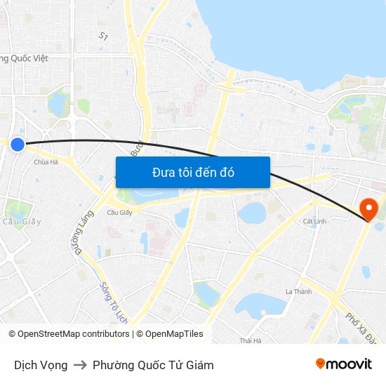 Dịch Vọng to Phường Quốc Tử Giám map