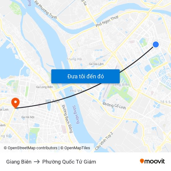 Giang Biên to Phường Quốc Tử Giám map