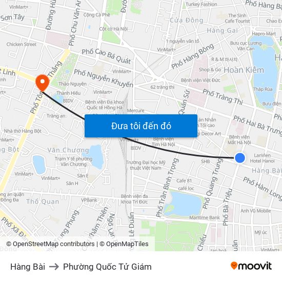 Hàng Bài to Phường Quốc Tử Giám map