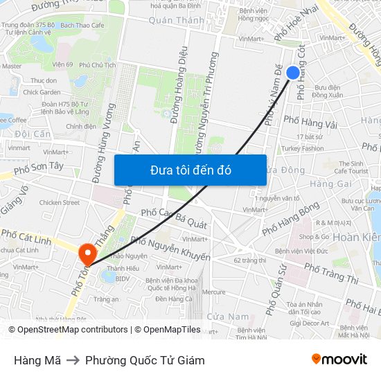 Hàng Mã to Phường Quốc Tử Giám map