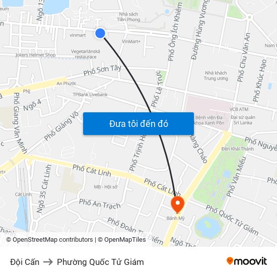 Đội Cấn to Phường Quốc Tử Giám map