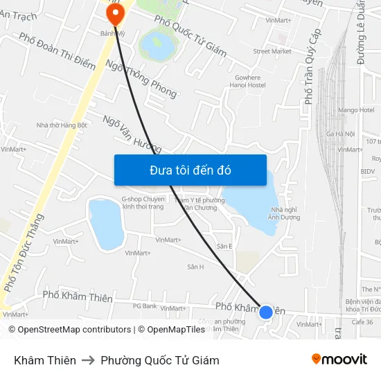 Khâm Thiên to Phường Quốc Tử Giám map