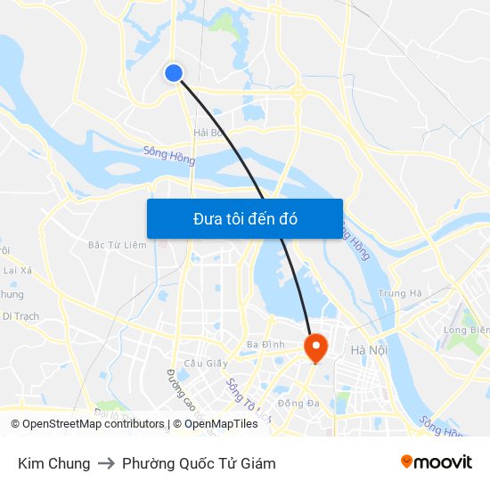 Kim Chung to Phường Quốc Tử Giám map