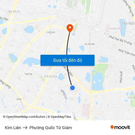 Kim Liên to Phường Quốc Tử Giám map