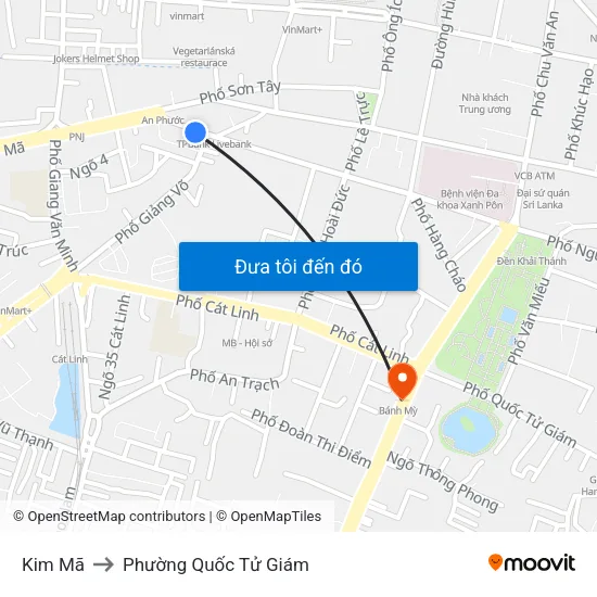 Kim Mã to Phường Quốc Tử Giám map