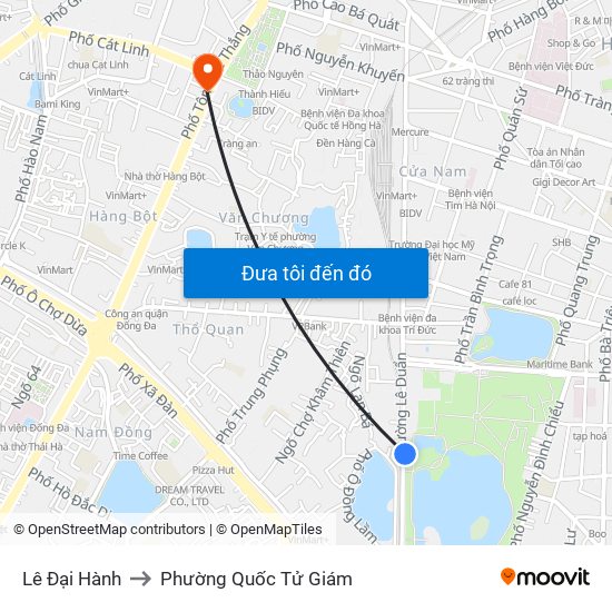 Lê Đại Hành to Phường Quốc Tử Giám map