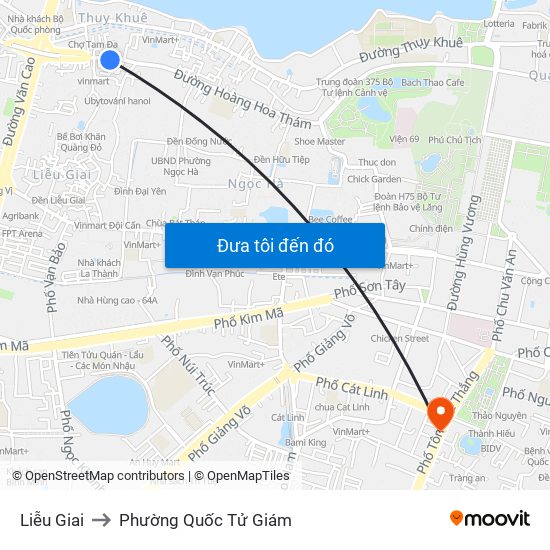 Liễu Giai to Phường Quốc Tử Giám map