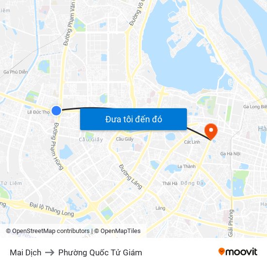 Mai Dịch to Phường Quốc Tử Giám map