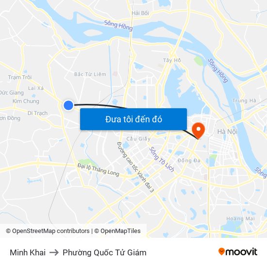 Minh Khai to Phường Quốc Tử Giám map