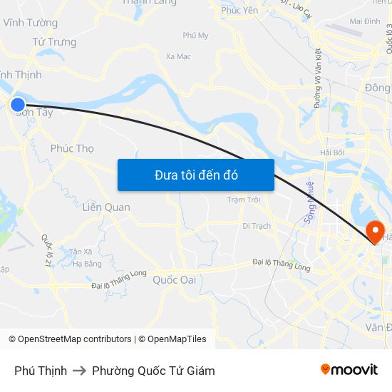 Phú Thịnh to Phường Quốc Tử Giám map