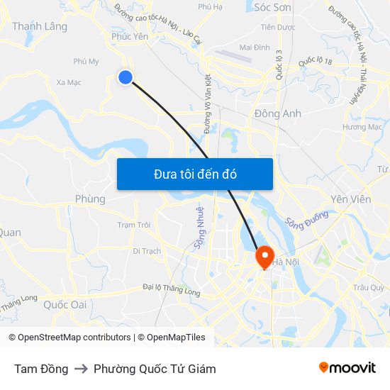 Tam Đồng to Phường Quốc Tử Giám map