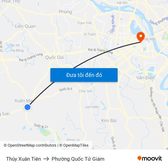 Thủy Xuân Tiên to Phường Quốc Tử Giám map