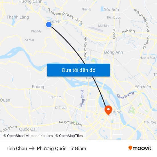 Tiền Châu to Phường Quốc Tử Giám map