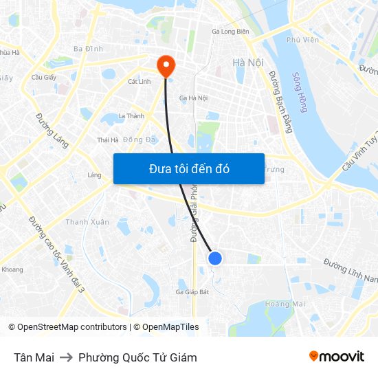 Tân Mai to Phường Quốc Tử Giám map