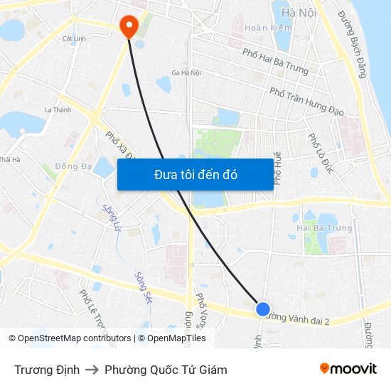 Trương Định to Phường Quốc Tử Giám map