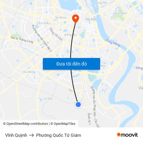 Vĩnh Quỳnh to Phường Quốc Tử Giám map