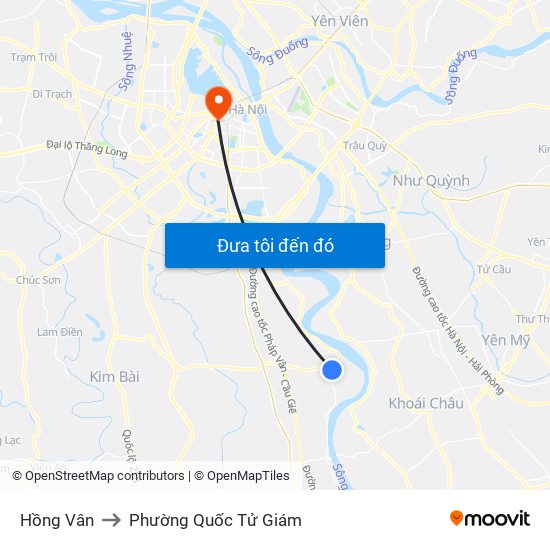 Hồng Vân to Phường Quốc Tử Giám map