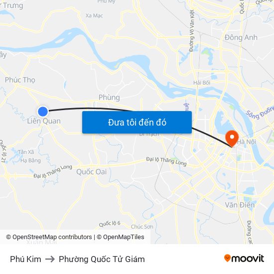 Phú Kim to Phường Quốc Tử Giám map