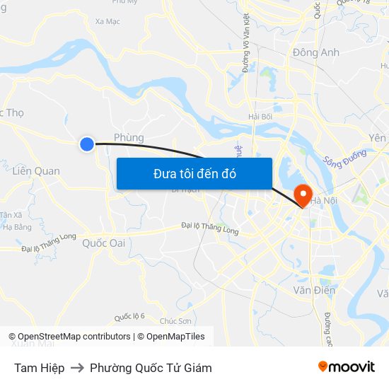 Tam Hiệp to Phường Quốc Tử Giám map