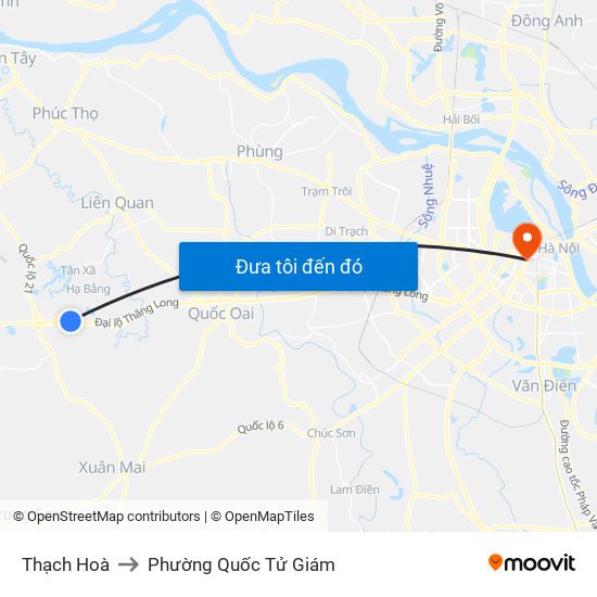 Thạch Hoà to Phường Quốc Tử Giám map